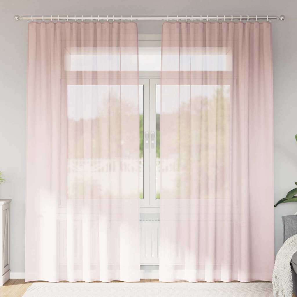 Vidaxl tende in voile con tasche per aste 2 pz rosa chiaro