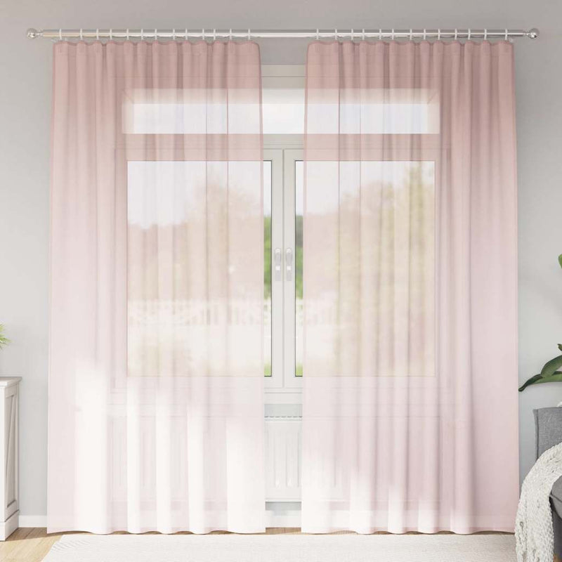 Vidaxl cortinas voile con bolsillos para varillas 2 piezas rosa claro