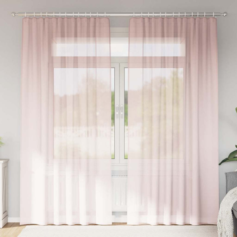 Vidaxl tende in voile con tasche per aste 2 pz rosa chiaro