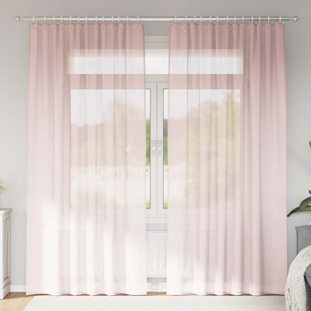 Vidaxl tende in voile con tasche per aste 2 pz rosa chiaro