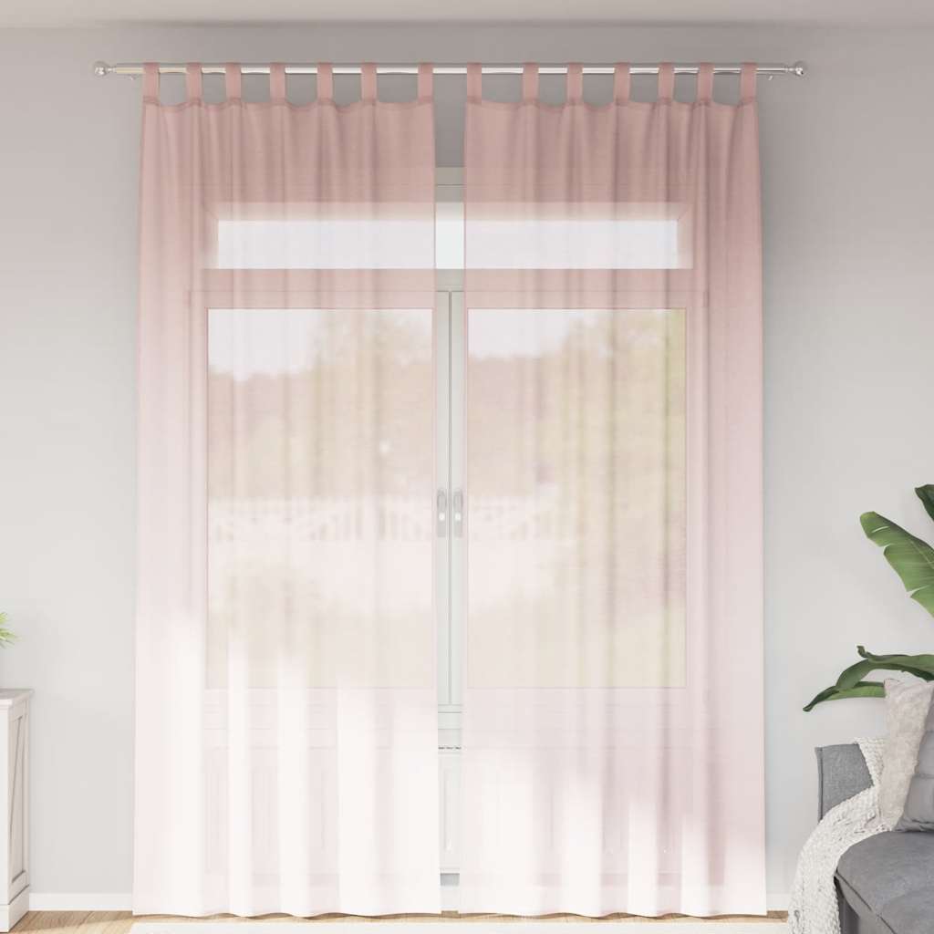 Vidaxl tende in voile con tasche per aste 2 pz rosa chiaro