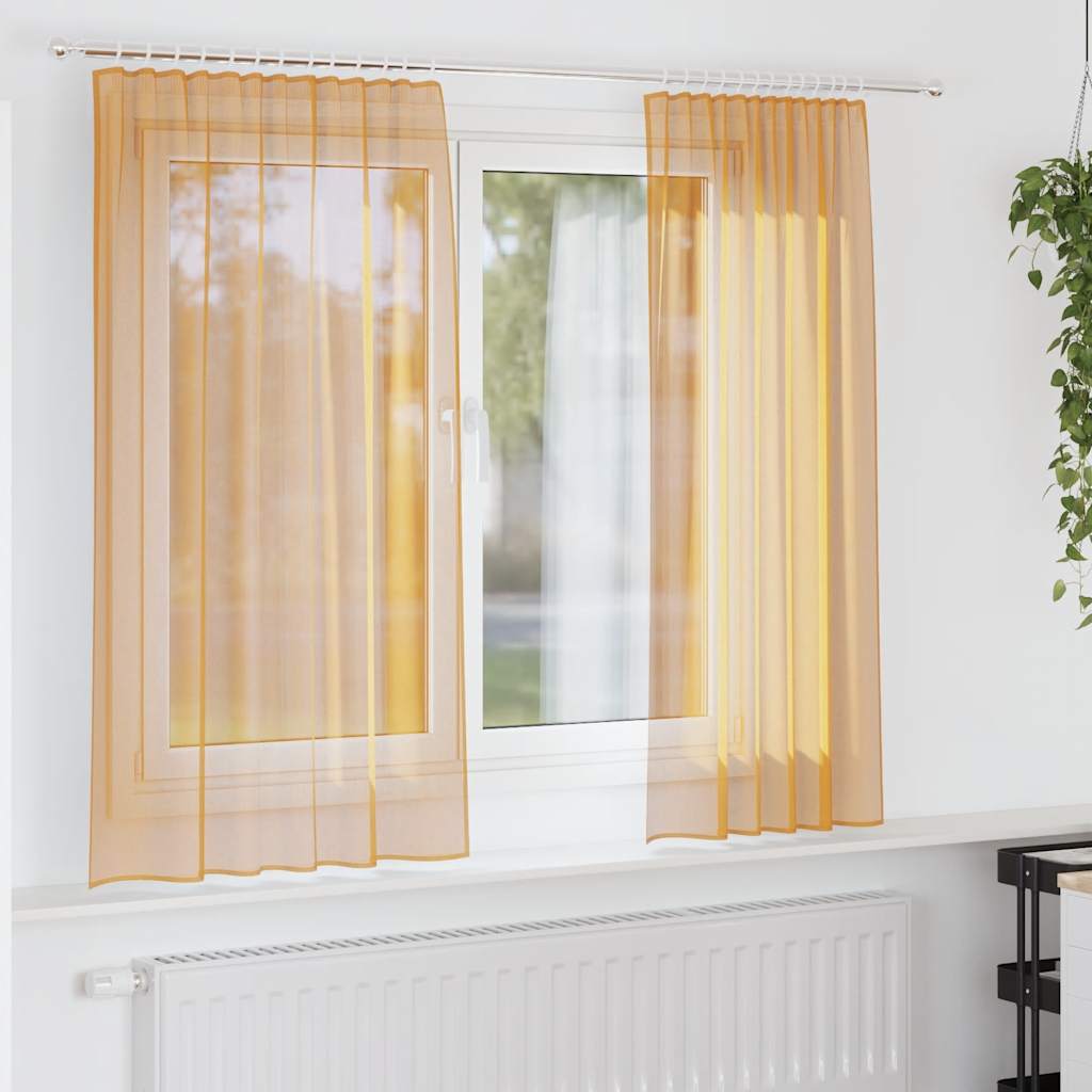 Vidaxl tende in voile con tasche per aste 2 pz arancione