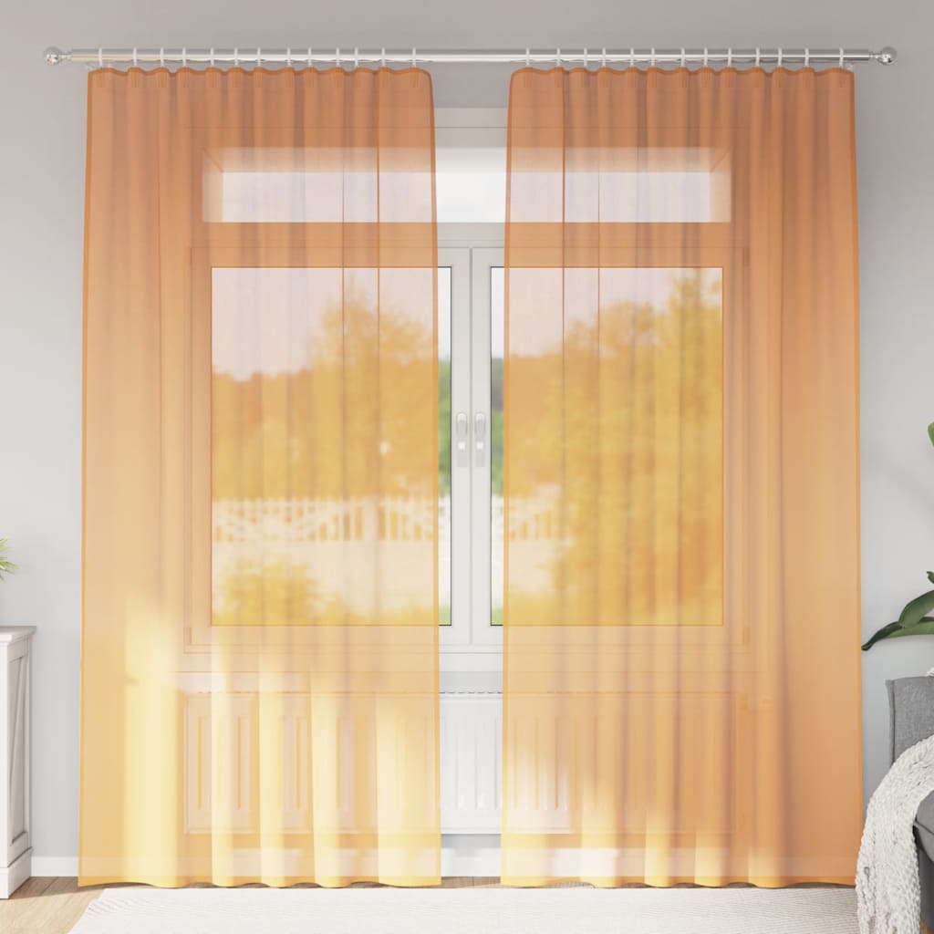 Vidaxl tende in voile con tasche per aste 2 pz arancione