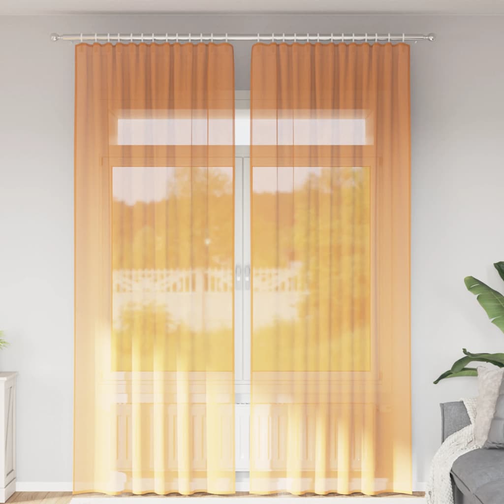 Vidaxl tende in voile con tasche per aste 2 pz arancione