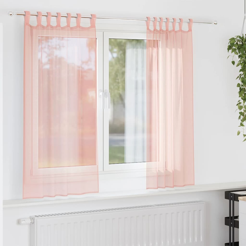 Vidaxl tende in voile con tasche per aste 2 pz rosa