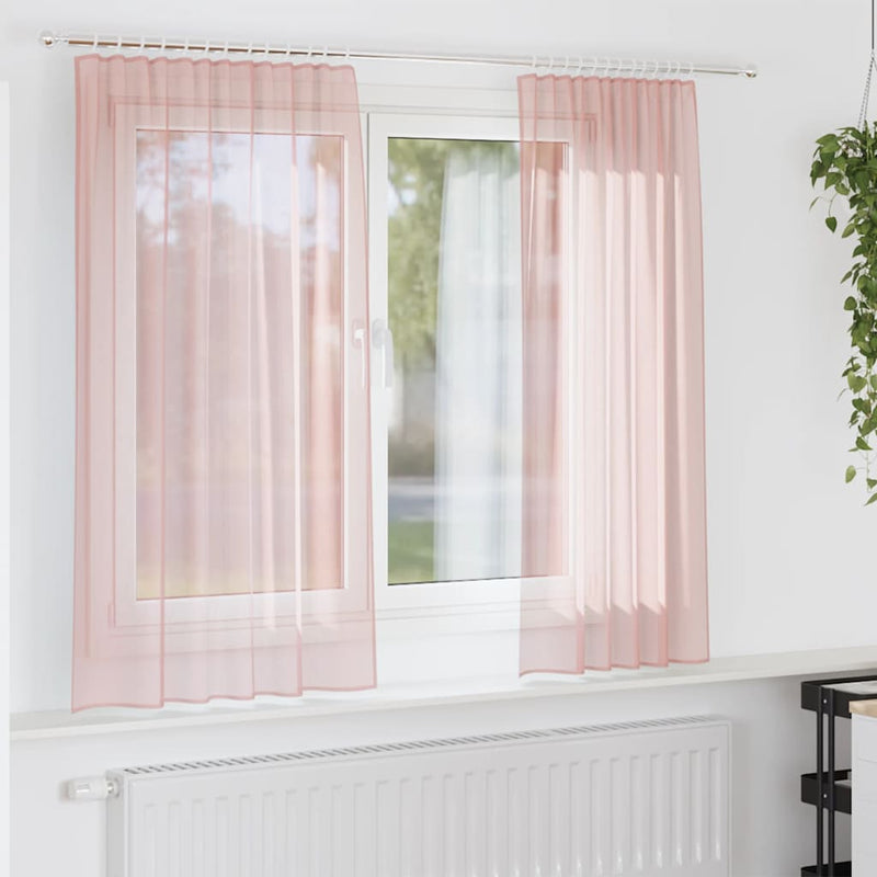 Vidaxl tende in voile con tasche per aste 2 pz rosa
