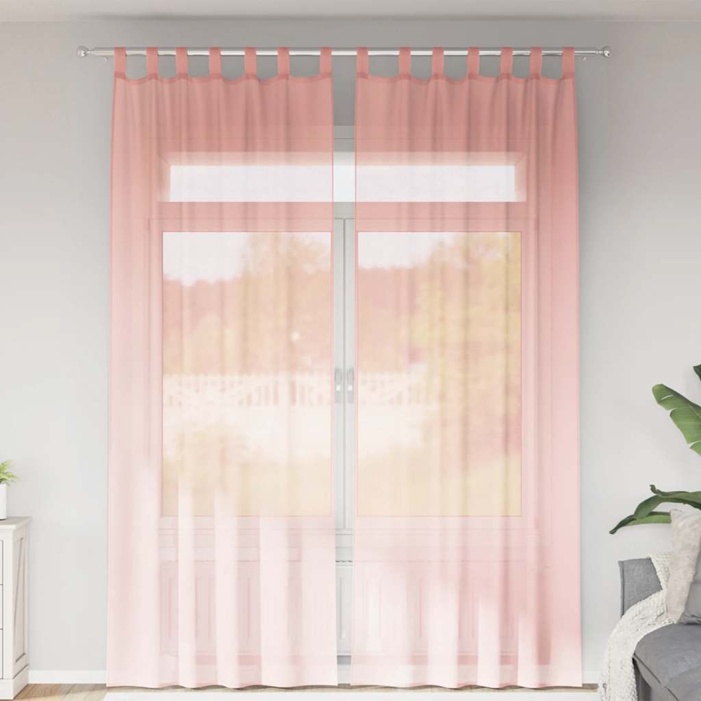 Vidaxl tende in voile con tasche per aste 2 pz rosa
