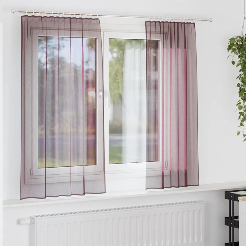 Vidaxl tende in voile con tasche per aste 2 pz viola