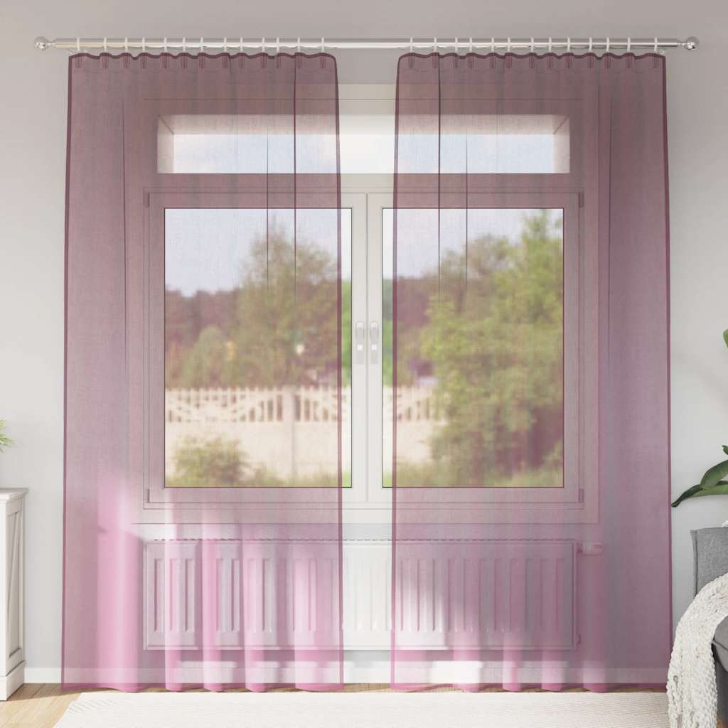 Vidaxl tende in voile con tasche per aste 2 pz viola