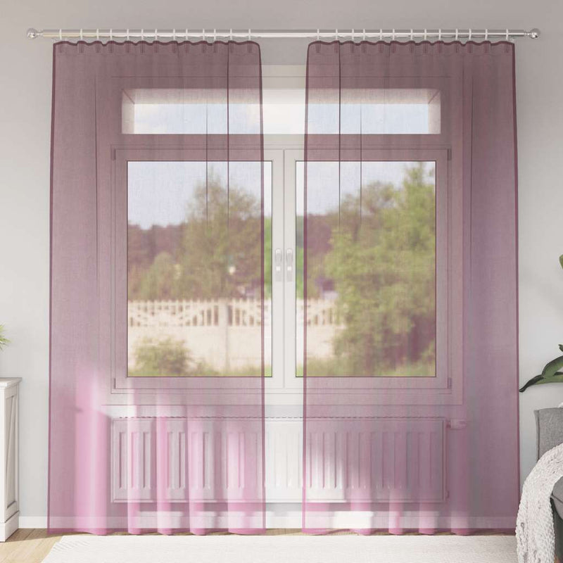 Vidaxl tende in voile con tasche per aste 2 pz viola