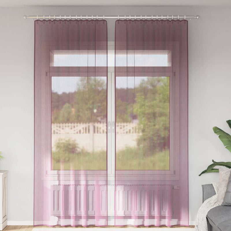 Vidaxl tende in voile con tasche per aste 2 pz viola