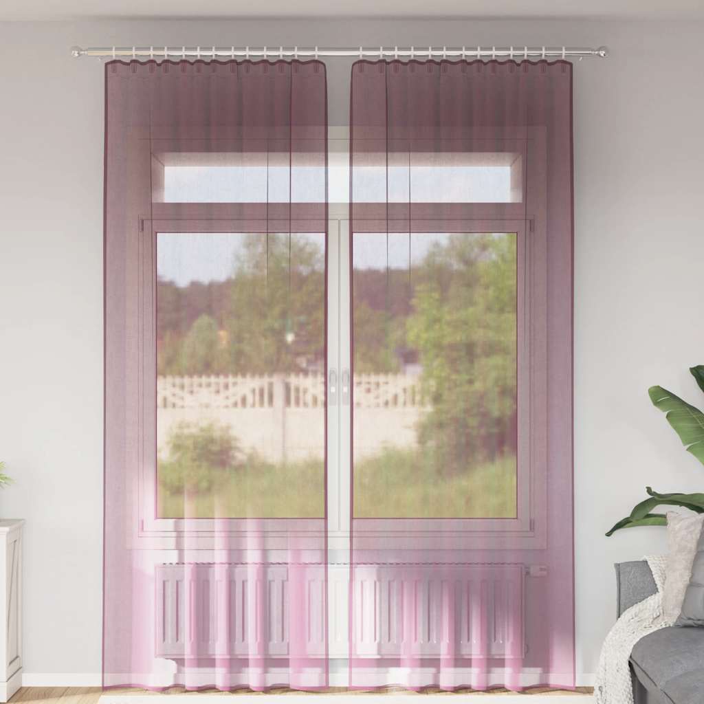 Vidaxl tende in voile con tasche per aste 2 pz viola