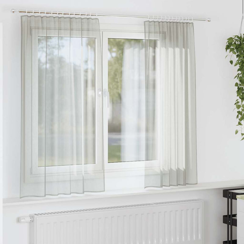 Vidaxl tende in voile con tasche per aste 2 pz grigio chiaro