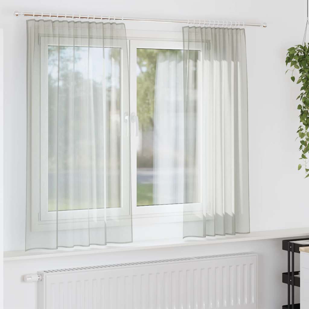 Vidaxl tende in voile con tasche per aste 2 pz grigio chiaro