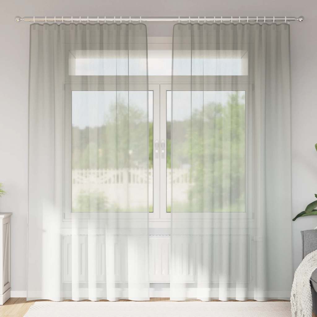 Vidaxl tende in voile con tasche per aste 2 pz grigio chiaro