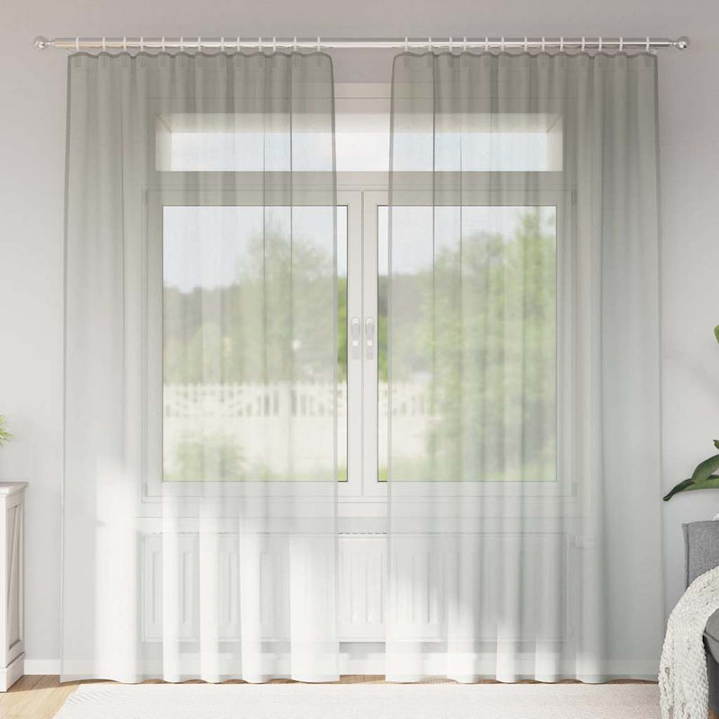 Vidaxl tende in voile con tasche per aste 2 pz grigio chiaro