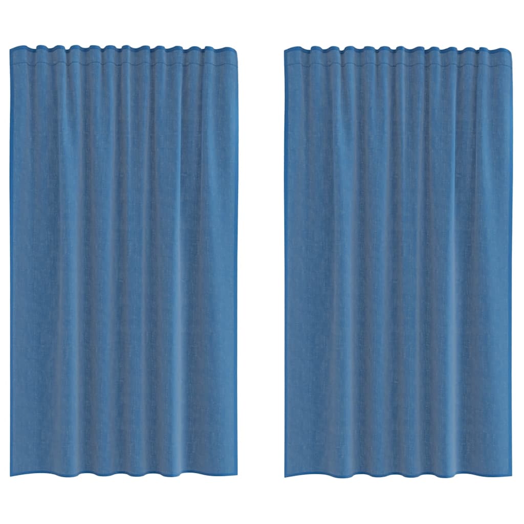 Vidaxl cortinas voile con bolsillos para varillas 2 piezas azul real