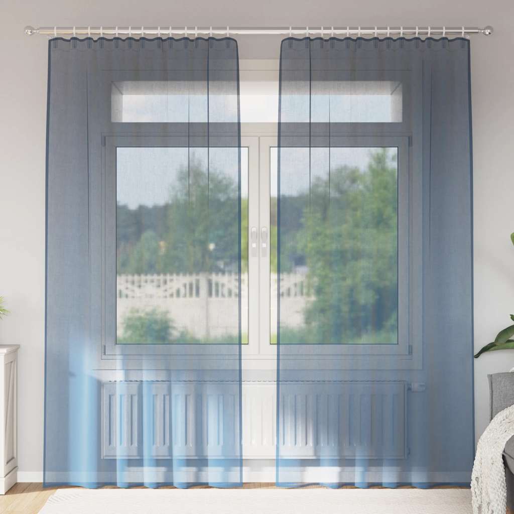 Vidaxl tende in voile con tasche per aste 2 pz blu reale