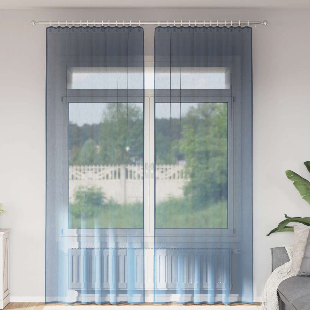 Vidaxl tende in voile con tasche per aste 2 pz blu reale