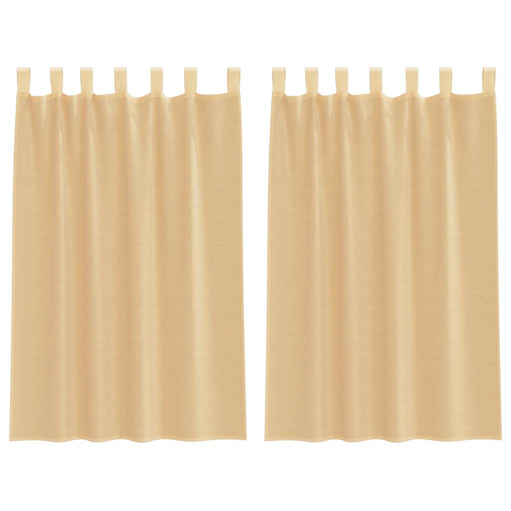 Vidaxl cortinas voile con bolsillos para varillas 2 piezas arena