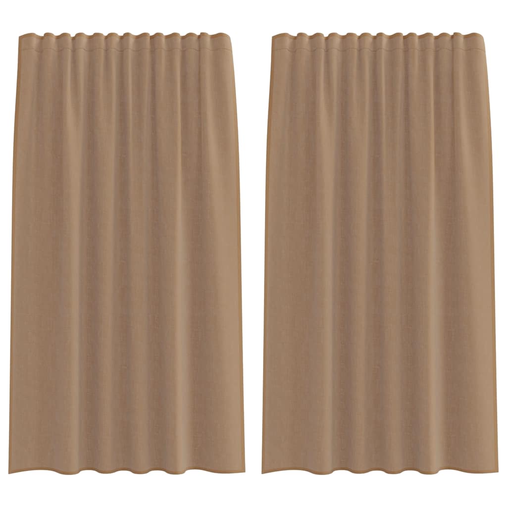 Vidaxl cortinas voile con bolsillos para varillas 2 piezas marrón claro