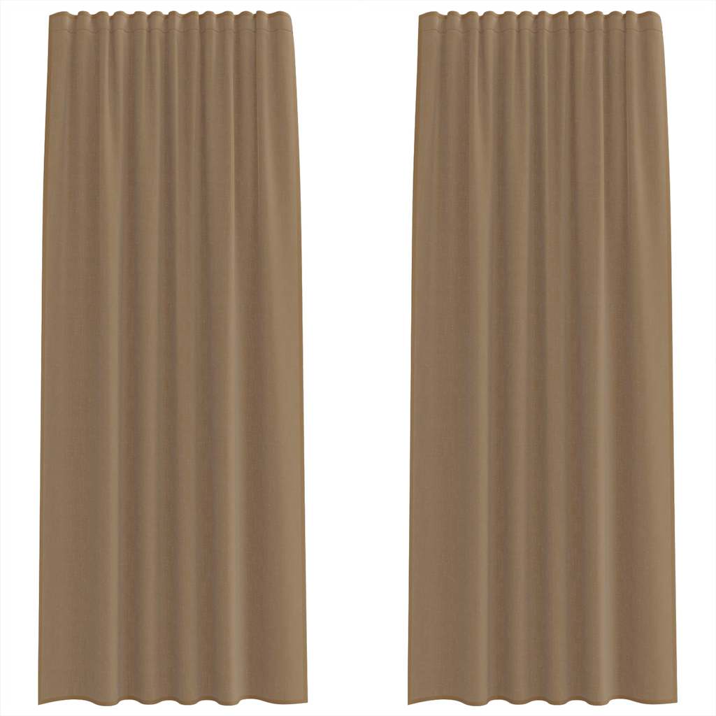 Vidaxl tende in voile con tasche per aste 2 pz marrone chiaro