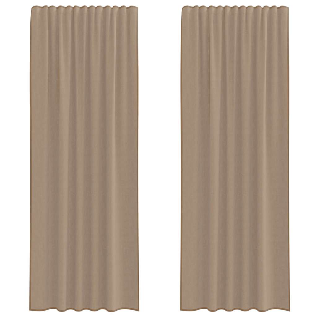 Vidaxl tende in voile con tasche per aste 2 pz marrone chiaro