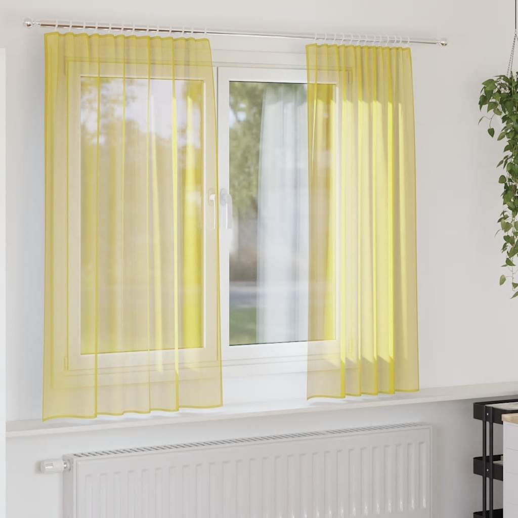 Vidaxl tende in voile con tasche per aste 2 pz gialle