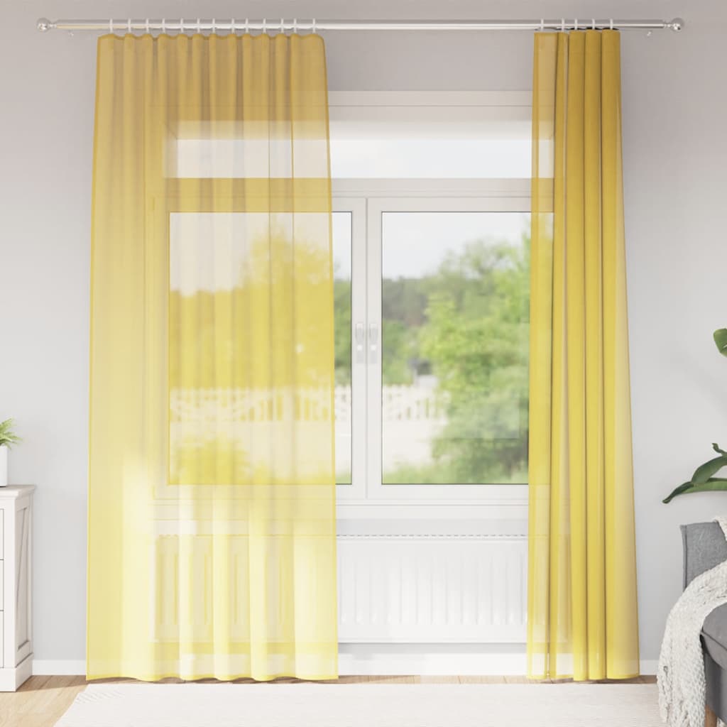Vidaxl tende in voile con tasche per aste 2 pz gialle