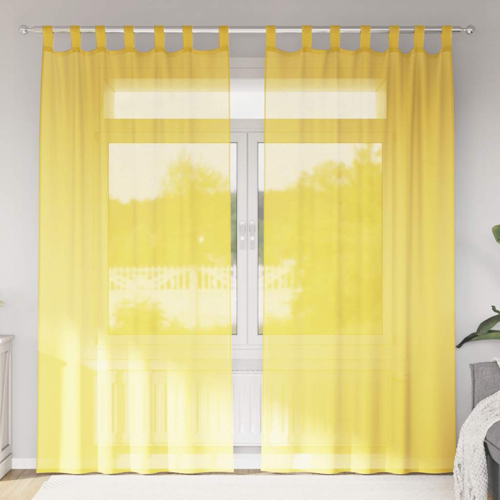 Vidaxl tende in voile con tasche per aste 2 pz gialle