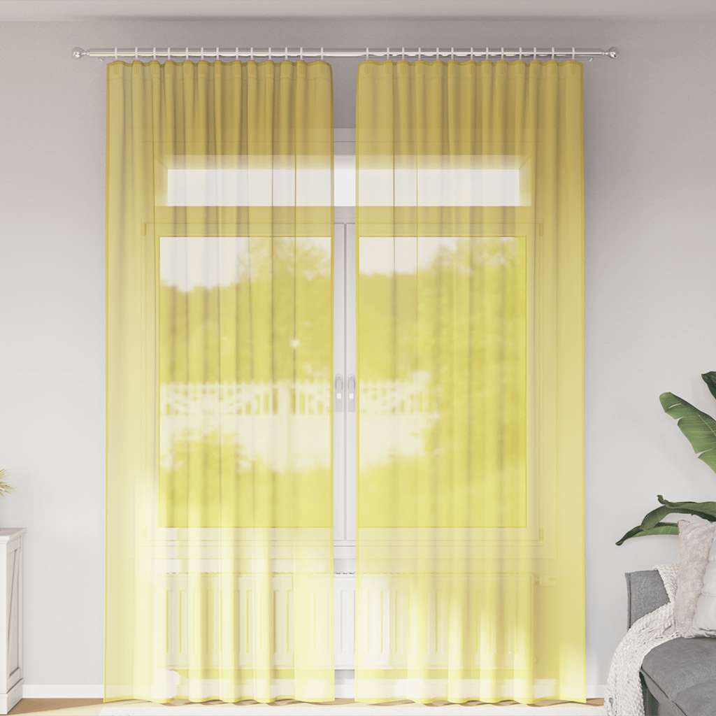 Vidaxl tende in voile con tasche per aste 2 pz gialle