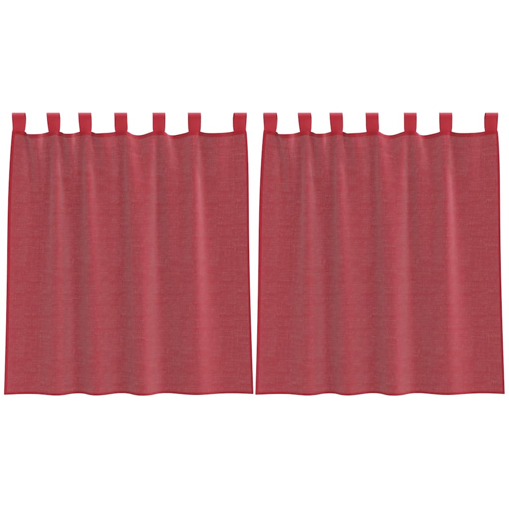 Vidaxl tende in voile con tasche per aste 2 pezzi rosso vino