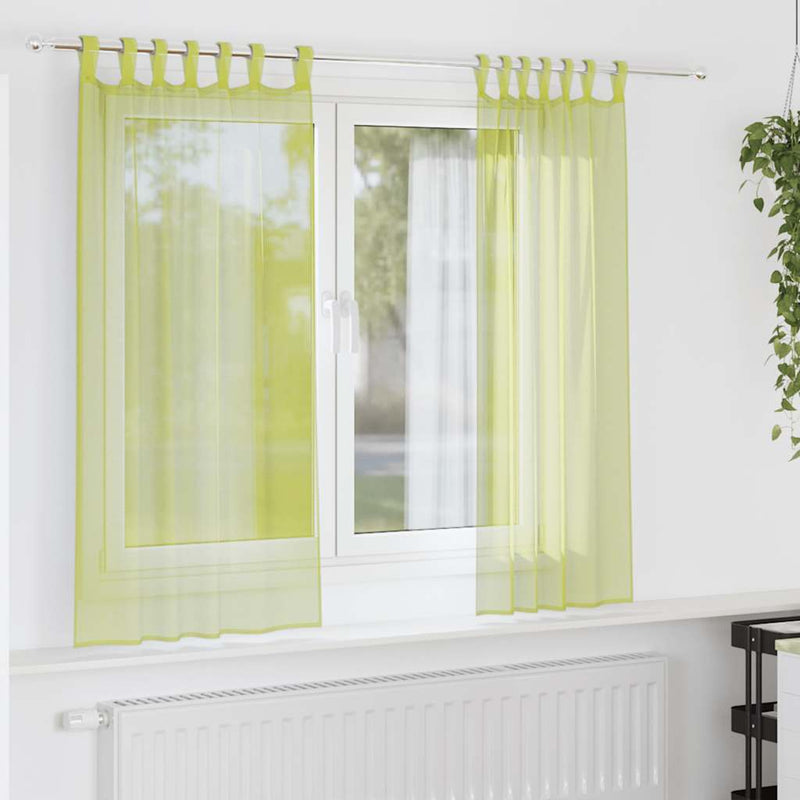 VidaXL tende in voile con bordo superiore 2 pezzi verde mela