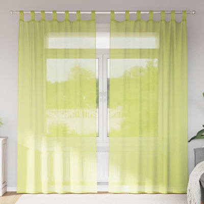 VidaXL tende in voile con bordo superiore 2 pezzi verde mela