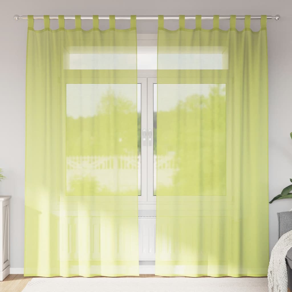 VidaXL tende in voile con bordo superiore 2 pezzi verde mela