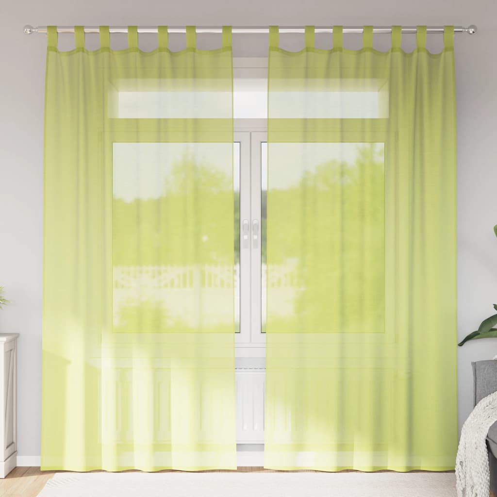 VidaXL tende in voile con bordo superiore 2 pezzi verde mela