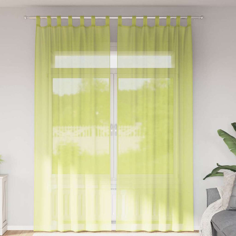VidaXL tende in voile con bordo superiore 2 pezzi verde mela