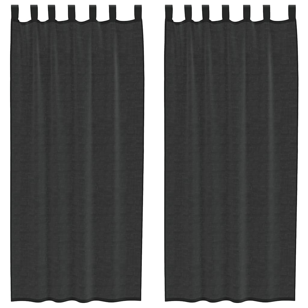 Vidaxx cortinas voile con trabilla 2 piezas negro