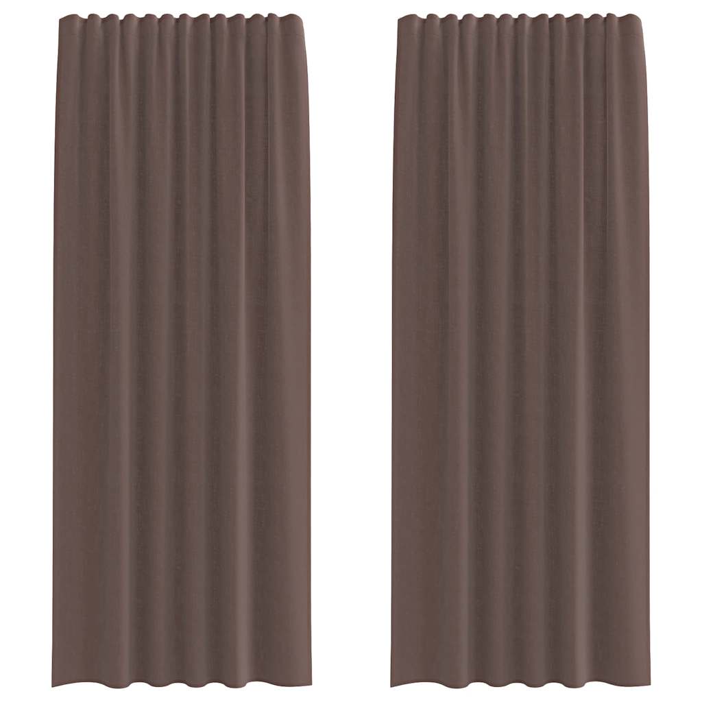 Vidaxl tende in voile con linguetta superiore 2 pz marrone