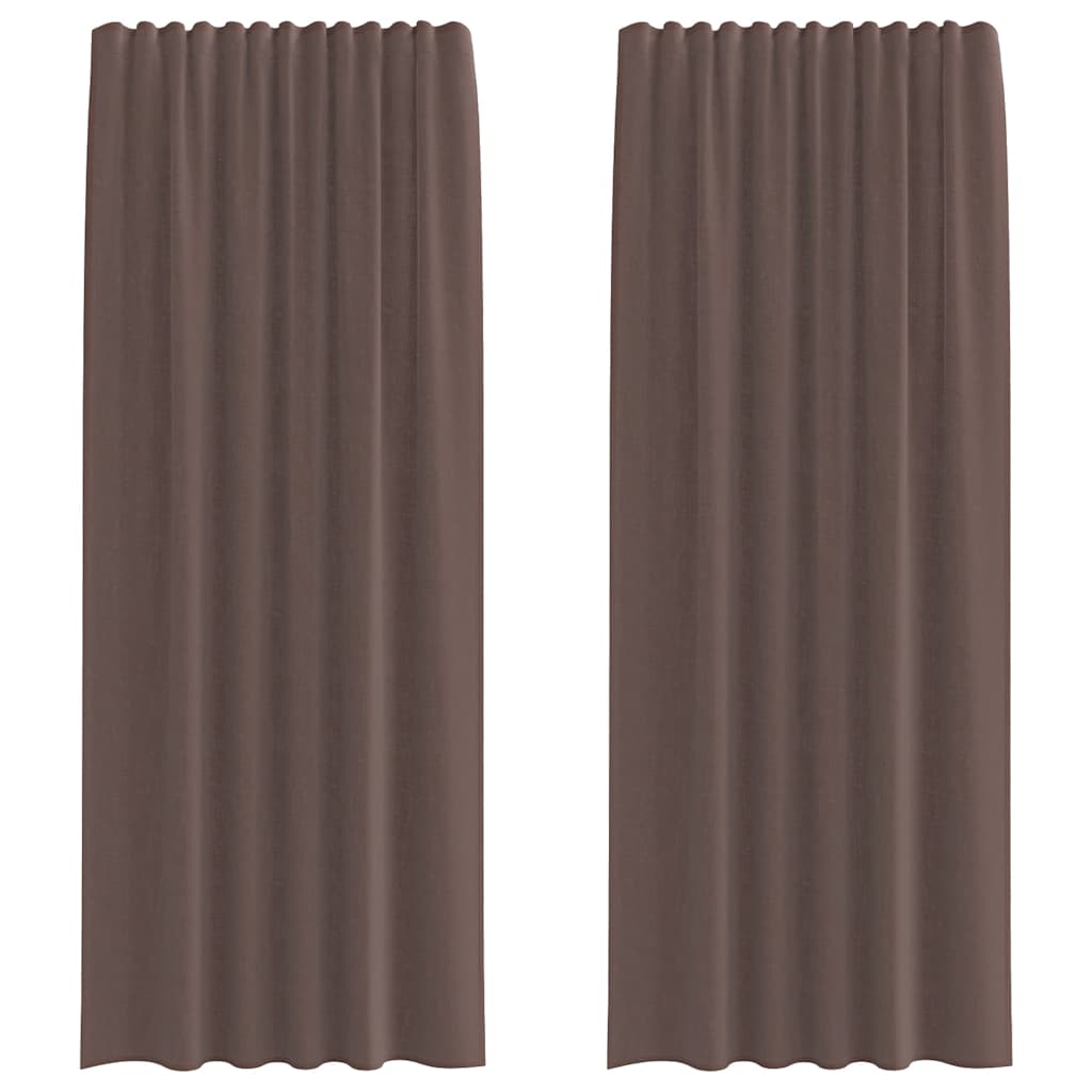 Vidaxl tende in voile con linguetta superiore 2 pz marrone
