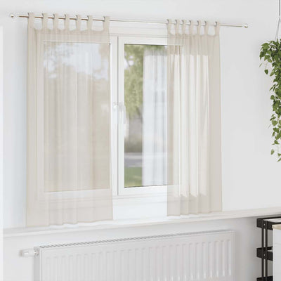 Vidaxl gordijnen voile met tab top 2 st crèmekleurig