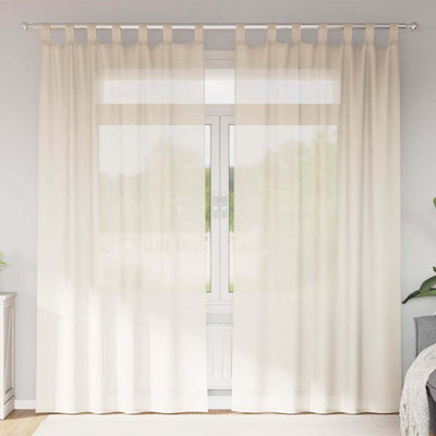 Vidaxl gordijnen voile met tab top 2 st crèmekleurig