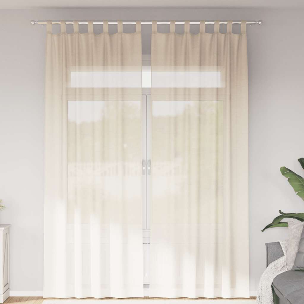 Vidaxl gordijnen voile met tab top 2 st crèmekleurig