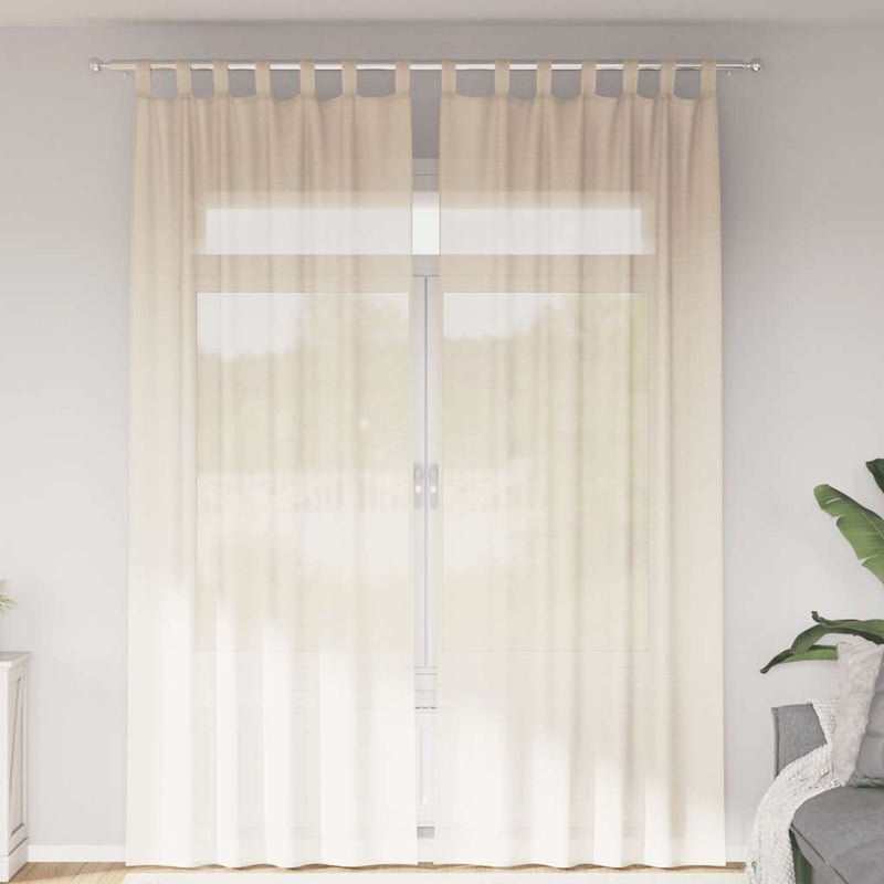Vidaxl tende in voile con linguetta superiore 2 pz color crema