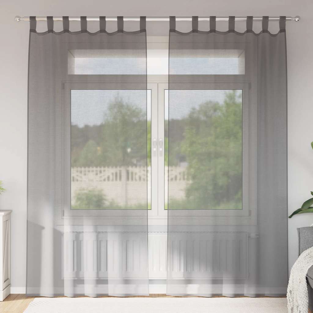 Vidaxx cortinas voile con trabillas 2 piezas 140x225 cm gris oscuro