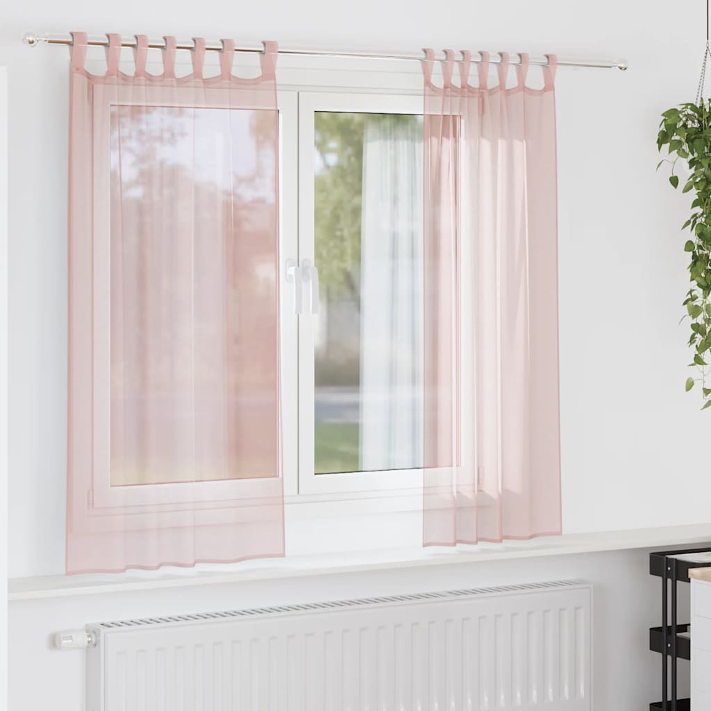 Tende Vidaxx in voile con passanti 2 pz 140x175 cm rosa chiaro