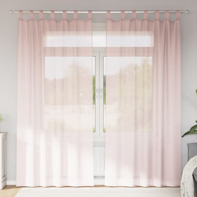 Tende Vidaxx voile con passanti 2 pz 140x225 cm rosa chiaro
