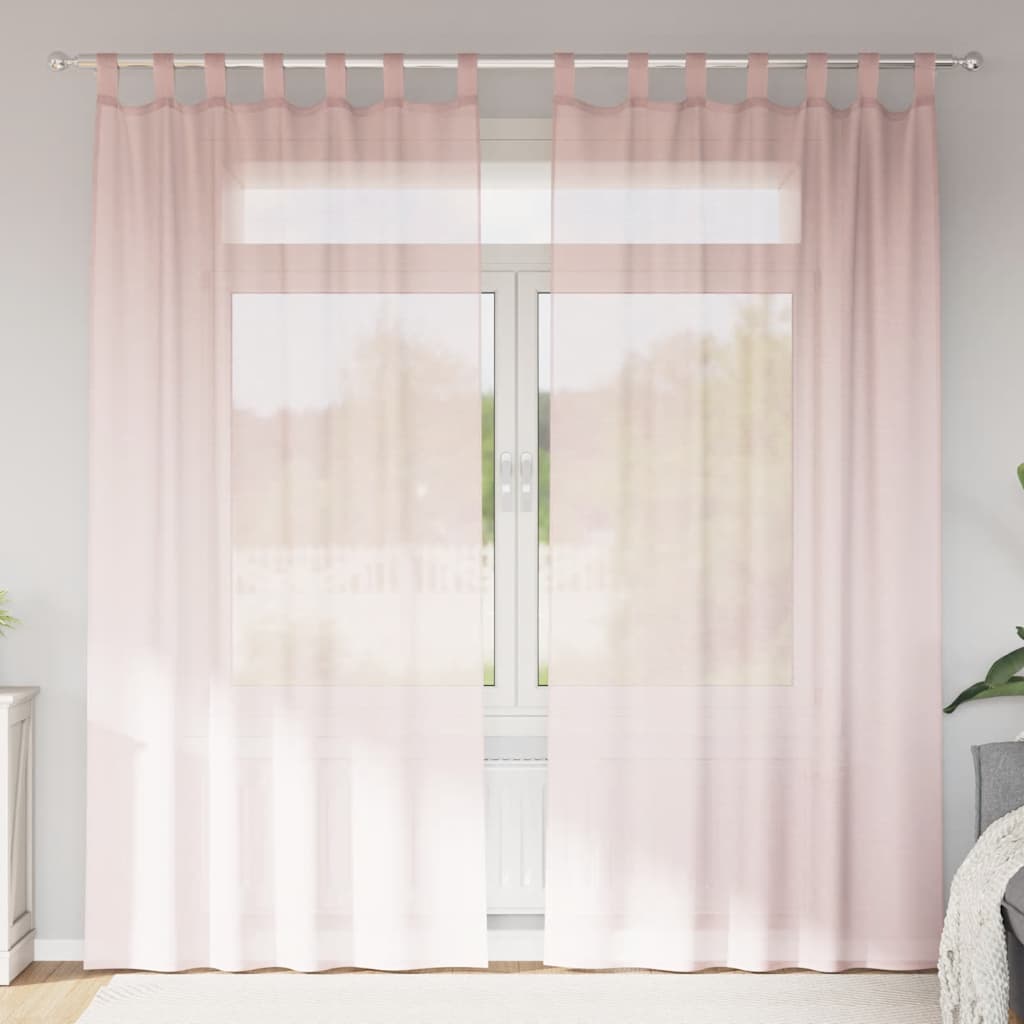 Vidaxx cortinas voile con trabillas 2 piezas 140x225 cm rosa claro