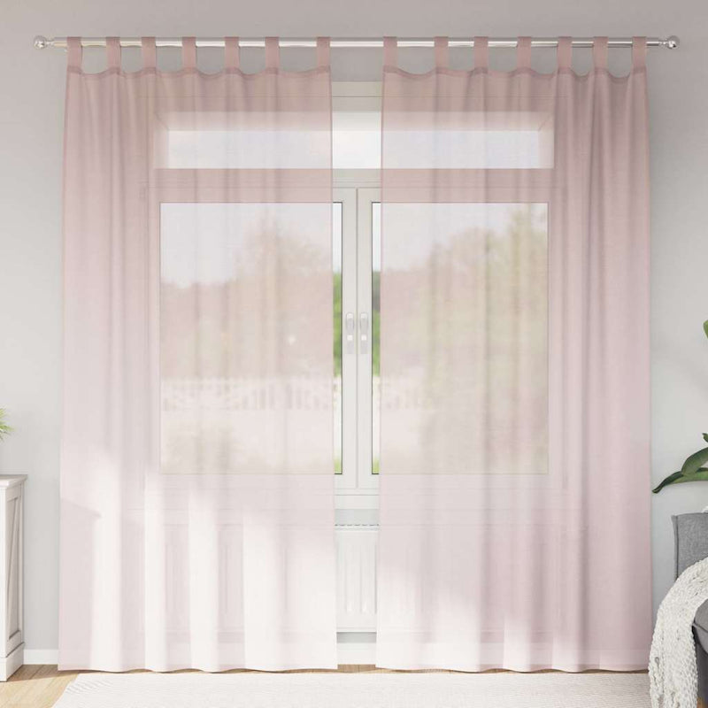 Vidaxl gordijnen voile met lussen 2 st 140x245 cm lichtroze