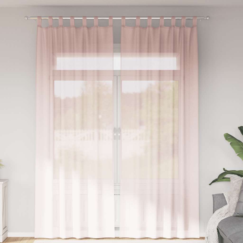 Tende Vidaxx voile con passanti 2 pz 140x260 cm rosa chiaro